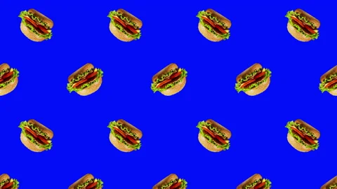 Burger flat animation color background Stock Footage 201235855