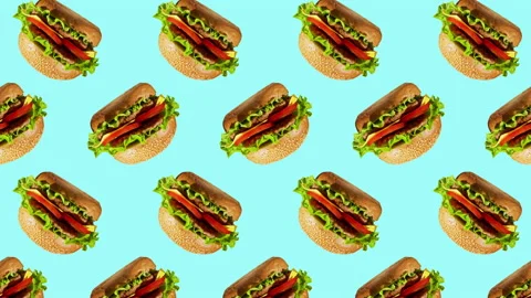 Burger flat animation color background Stock Footage 202536721