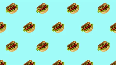 Burger flat animation color background Stock Footage 202538438