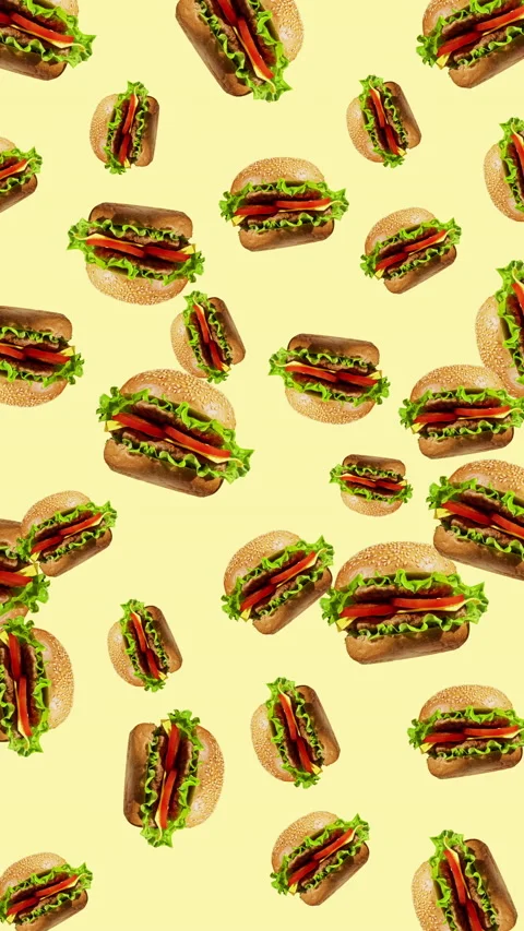 Burger flat animation color background Stock Footage 233434063
