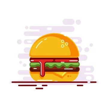 Burger Flat Design Vector Illustration Illustrazione stock