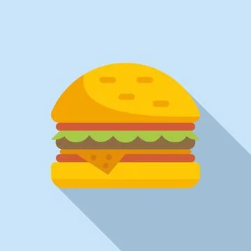 Burger food icon flat vector. Lunch box 스톡 일러스트