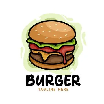 Burger Food Logo Vector Template Stock Illustration