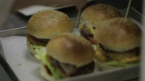 Burger with fries Stock Footage 71368835