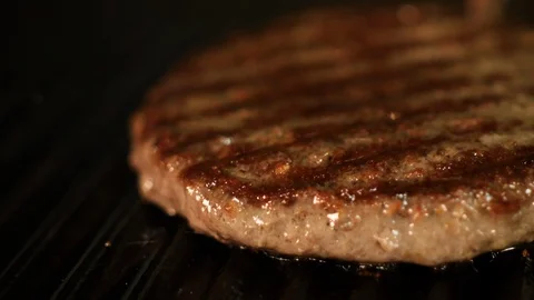 Burger on a Grill Close-up Stock Footage 95184075