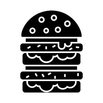 Burger - hamburger icon, vector illustration, black sign on isolated background Stock Illustration
