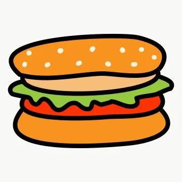 Burger icon concept illustration with cartoon flat and doodle style Stock Illustration