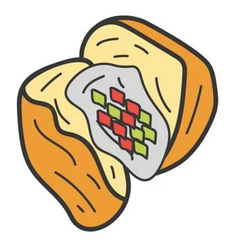 Burger icon in hand drawn vector Illustrazione stock