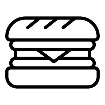 Burger icon outline vector. Hamburger bun Stock Illustration