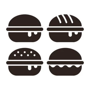 Burger icon set Illustrazione stock