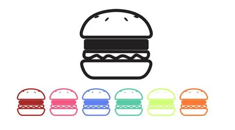 Burger Icon Set Stock Illustration