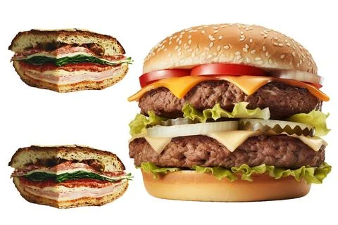 A burger icon is a stylized graphical representation of a classic hamburger.. Stock Illustration