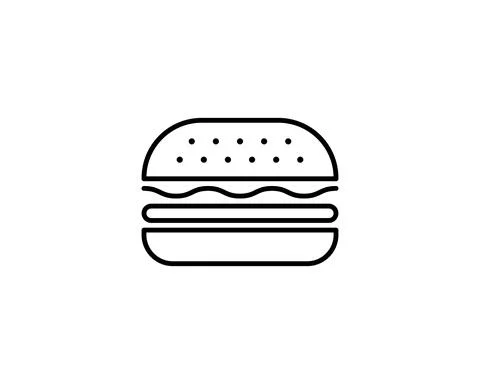 Burger icon vector isolated on white background, Burger sign , thin symbols o Stock Illustration