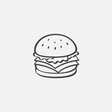 Burger icon vector linear Stock Illustration