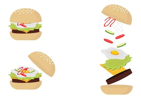 Burger illustration with three types Stock Illustration