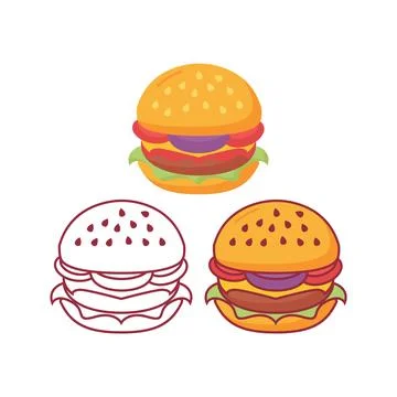 Burger illustration. Vector icon template Stock Illustration