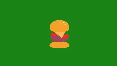 Burger Ingredients Flying Stack on Green Screen Animation Stock Footage 332750628