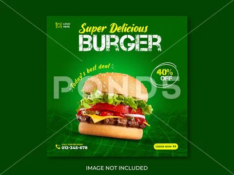 Burger instagram food banner design PSD Template