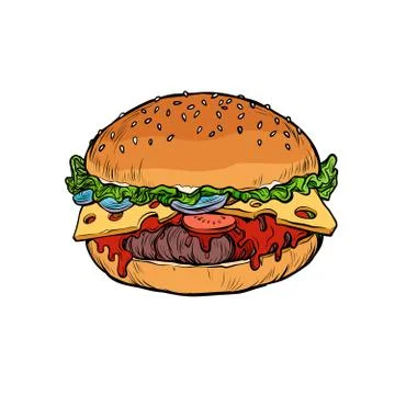 Burger, isolate on white background Illustrazione stock