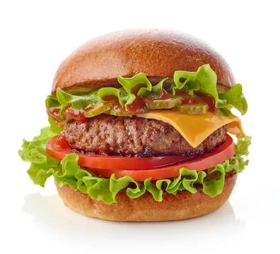 Burger isolated on white background Stock Photos