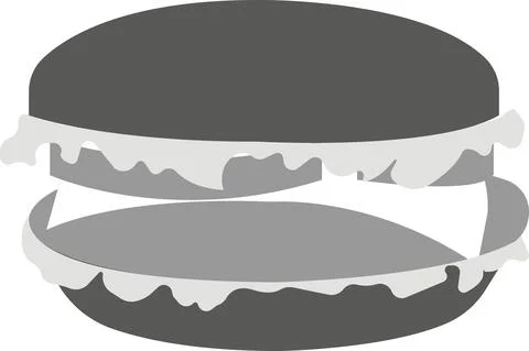 Burger isolated on white background. Vector black and white illustration. Stock Illustration