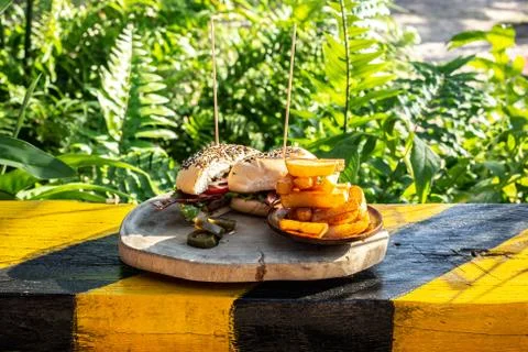 Burger in the jungle Stock Photos