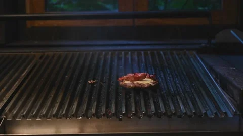 Burger on the kitchen griddle Stock Footage 132530527