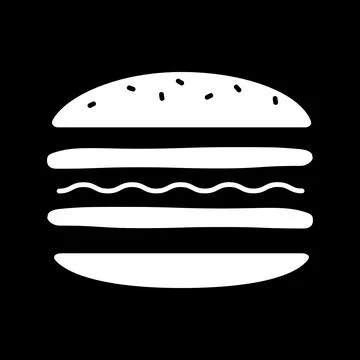Burger layers dark mode glyph icon Stock Illustration