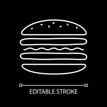 Burger layers white linear icon for dark theme Stock Illustration