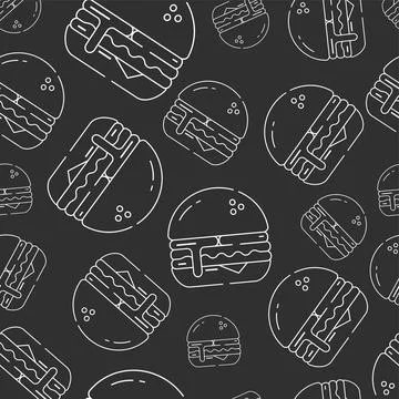 Burger Line Art Seamless Pattern Stock-Illustration