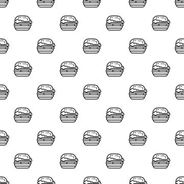 Burger line art seamless pattern illustration Stock Illustration