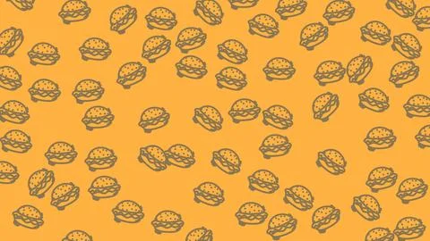 Burger line doodles seamless pattern featuring hand drawn hamburger icons i.. Illustrazione stock