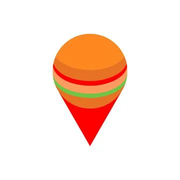 Burger location symbol of map. Fast food location sign of pin. Mark on map Stock Illustration