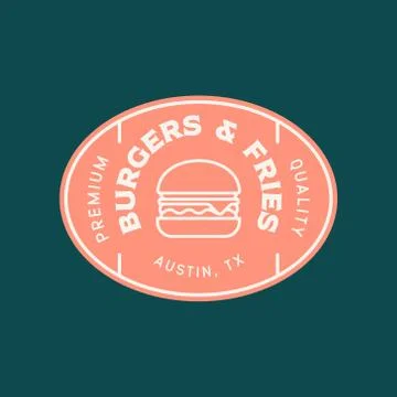 Burger logo. retro styled fast food emblem, badge. Stock Illustration