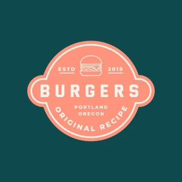 Burger logo. retro styled fast food emblem, badge. Stock Illustration