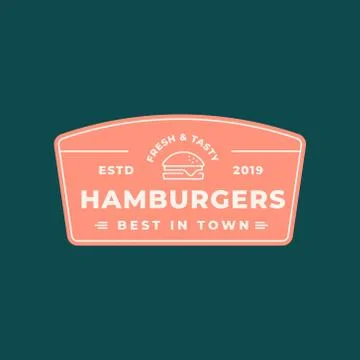 Burger logo. retro styled fast food emblem, badge. Stock Illustration