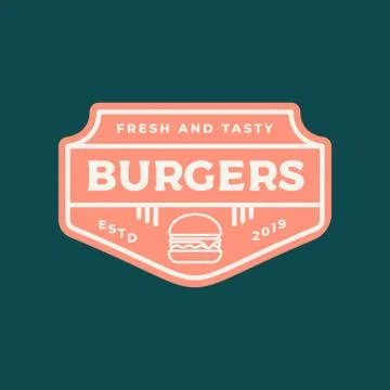 Burger logo. retro styled fast food emblem, badge. Stock Illustration