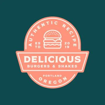 Burger logo. retro styled fast food emblem, badge. Stock Illustration