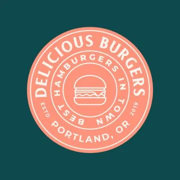 Burger logo. retro styled fast food emblem, badge. Stock Illustration