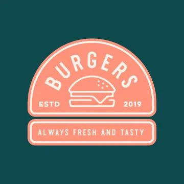 Burger logo. retro styled fast food emblem, badge. Stock Illustration