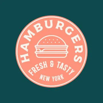 Burger logo. retro styled fast food emblem, badge. Stock Illustration