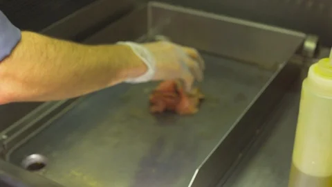 Burger making in cafe Stock Footage 88126696