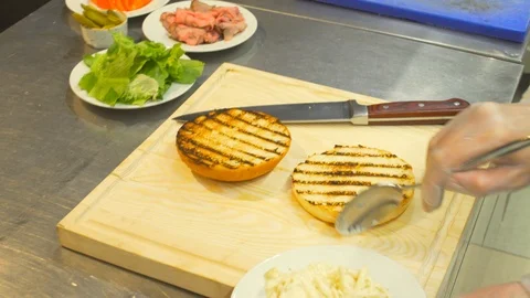 Burger Making Stock Footage 88093566