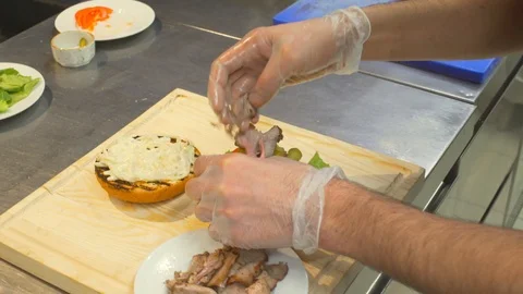 Burger making Stock Footage 88126223