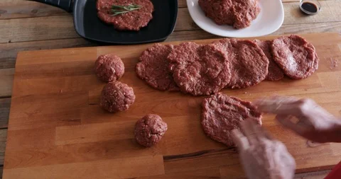 Burger making, minced steak molding Stock Footage 107935006