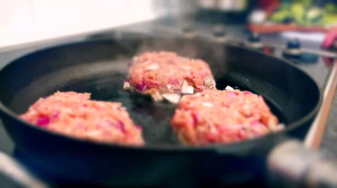Burger Meat Frying Video stock 57890015