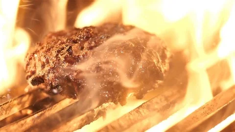Burger meat is grilled Stock Footage 81190063