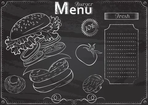 Burger menu chalk Stock Illustration