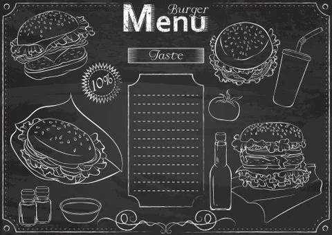 Burger menu chalk Stock Illustration
