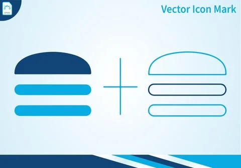 Burger menu interface icon in filled and linear design art. Illustrazione stock